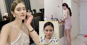 สาวสวยพอใจกับคนรักของเธอ